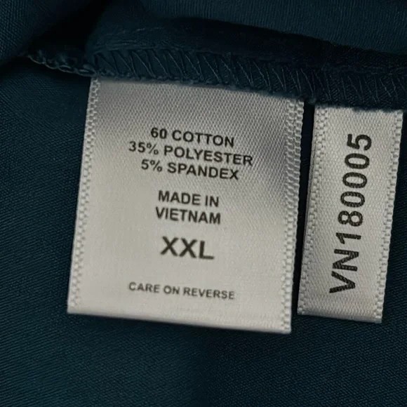 Teal Long Sleeve Blouse XXL Rhinestone Buttons Office Chic Minimalist Workwear - Picture 4 of 15